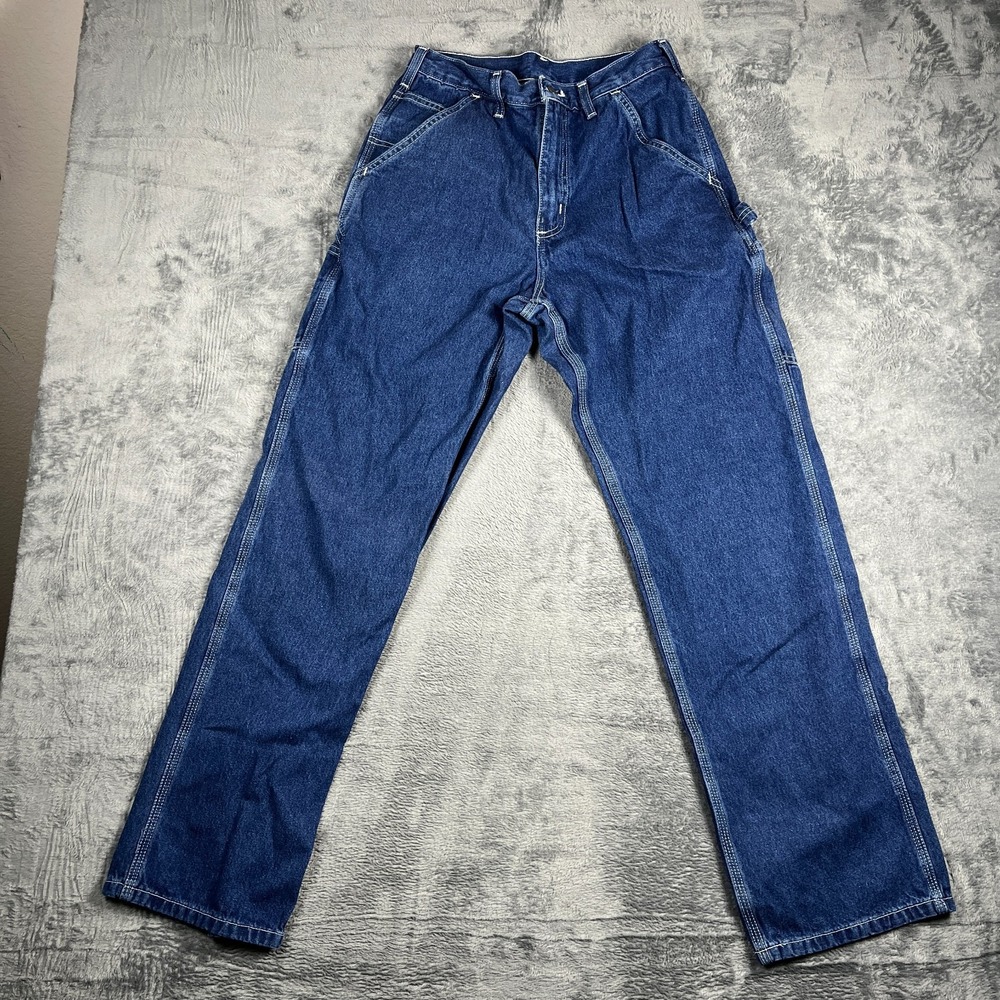 Carhartt Carpenter Jeans Mens 30x32 Blue Denim Cotton Hammer Loop Dungaree Fit